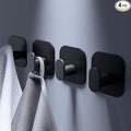 Self Adhesive Hooks - 4 Pack Heavy Duty Wall Hooks no Damage, Sticky Hook for Hanging Coat/Robe/Towel, Stick on Kitchen/Bathroom/Shower (Matte Black, Stainless Steel)