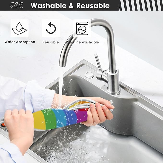 2 PCS Kitchen Sink Splash Guard 30 Inch Faucet Mat for Kitchen Sink Bathroom Sink Faucet Absorbing Drip Drain Mat Pad Microfiber Soft Washable Colorful Stripes