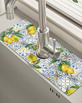 Patterned Sink Faucet Mat Kitchen Splash Guard Super Absorbent Drying Mat, Non-Slip Drain Pad for Kitchen Counter or Bathroom-15x5.5in