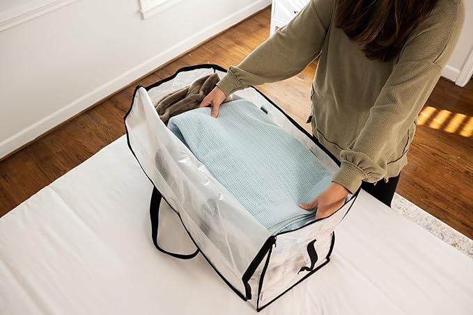 ClearSpace Heavy Duty Moving Bags or Storage Bags – Clear Storage Bins with Lids, Large Moving Boxes with Backpack Straps & Zippers,– Packing Box & Moving Supplies for College Dorm, 7 Pack