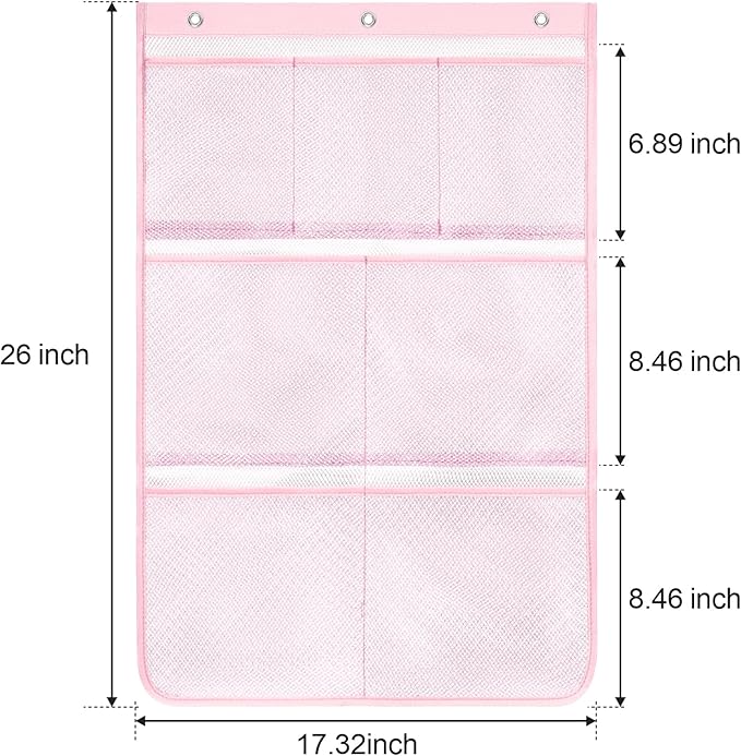F-color Cruise Essentials 2026 - Mesh Shower Organizer Hanging with 7 Pockets for RV Gym Camping, Quick-Dry Portable Toiletry Bag with Metal Hooks for Bathroom Travel Toiletries