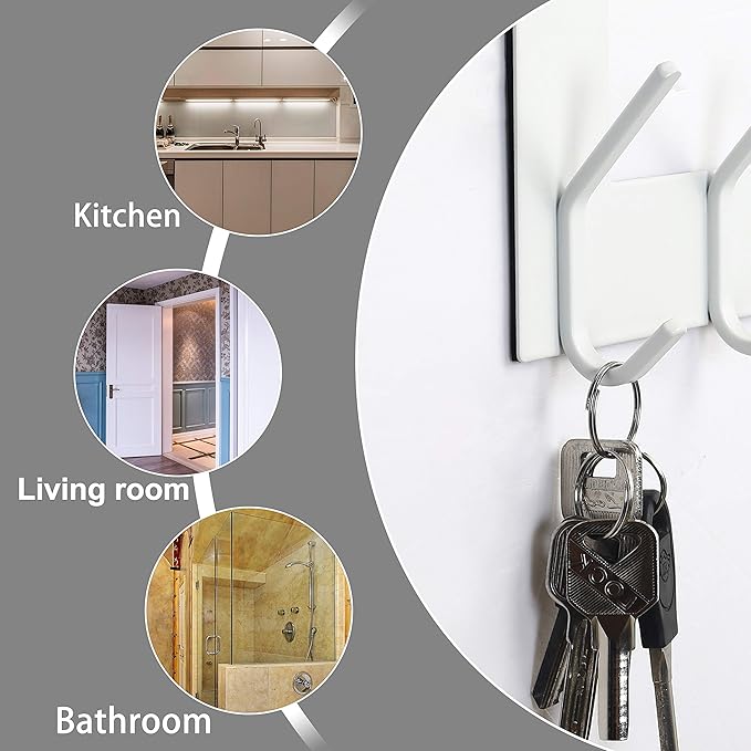 Dseap Over The Door Hook Hanger - 6 Hooks Over Door Coat Rack for Hanging Clothes Hat Towel, White