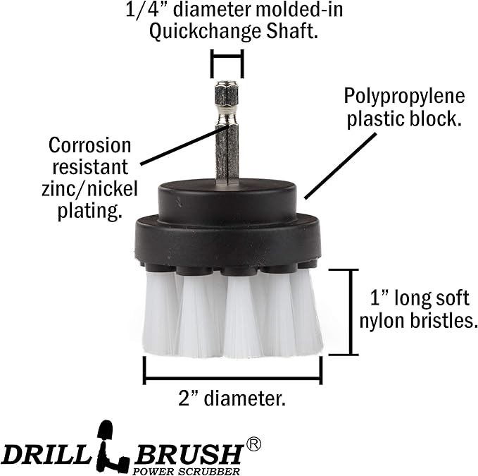 Cleaning Supplies - Scrub Brush - Car Detailing Products - Detailing Brush - Wheel Brush - Carpet Cleaner - Upholstery Cleaner - Drill Brush - Soft Bristle Brush - Aluminum - Car Cleaning Detail Brush