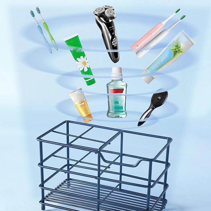 Dseap Toothbrush Holder, Electric Toothbrush Holder - Stainless Steel Tooth Brush Holder, Toothpaste Holder Organizer Stand Caddy for Bathroom, Black