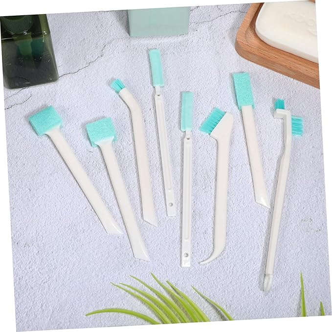 Baluue 8pcs Small Cleaning Brush Set Scrub Brushes for Grout Shower Water Bottle Keyboard Easy to Maintain Handles