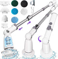 Electric Spin Scrubber,Floor Scrubber with Long Handle Power Scrubber Dual Speeds,Cleaning Brush Cordless,Shower Scrubber Scrub Brush with 3 Adjustable Angles,8 Brush Heads for Bathroom,Tile