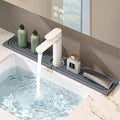 Faucet Mat for Kitchen Sink, Stone Drying Mat for Kitchen Counter, Stone Mat Bathroom, Kitchen Mat, Sink Mat, Water Absorbing Stone Tray for Sink, Bathroom Stone Mat (DARK GREY, 23.6*4")