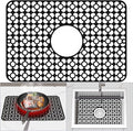 TOOVEM Kitchen Sink Mats, Sink Protectors for Kitchen Sink, 11.5 x 18.2 Inch Silicone Heat Resistant Non-Slip for Bottom of Kitchen Stainless Steel Sink Mats, Black