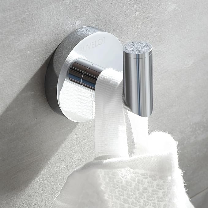 Towel Hook, Coat Hooks for Bathroom and Kitchen, Modern Robe Hook Wall Mounted, Chrome, 077010-CR, Leo Series