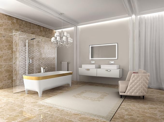 Krugg | Large 54 Inch X 24 Inch LED Bathroom Mirror | Lighted Vanity Mirror Includes Dimmer & Defogger | Wall Mount Vertical or Horizontal Installation