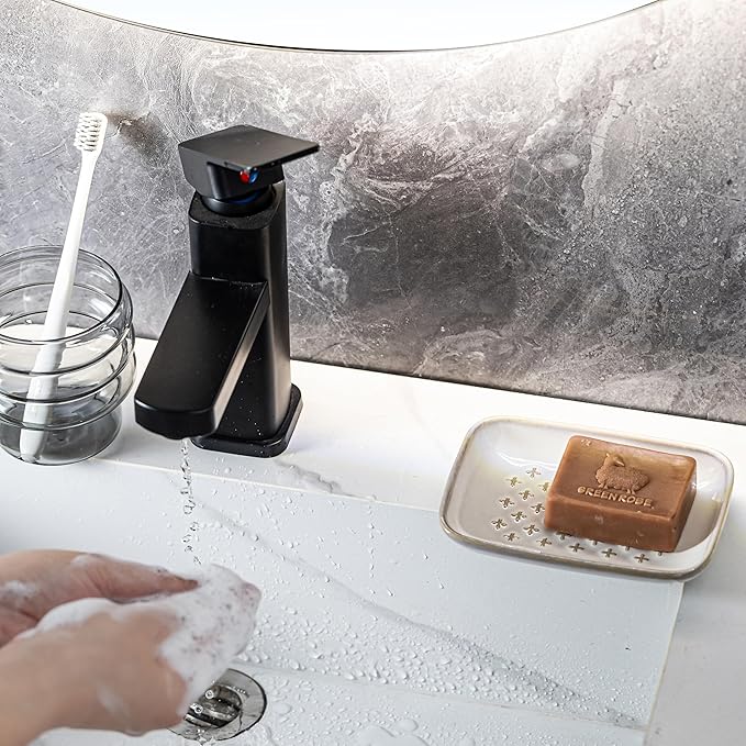 Premium Ceramic Soap Dish Holder - Large 5.5 Inch Soap Saver Tray with Non-Slip Base, Multi-Use for Bar Soap, Sponge & Jewelry - Elegant Gift for Bathroom, Kitchen, Shower Countertop - Creamy White