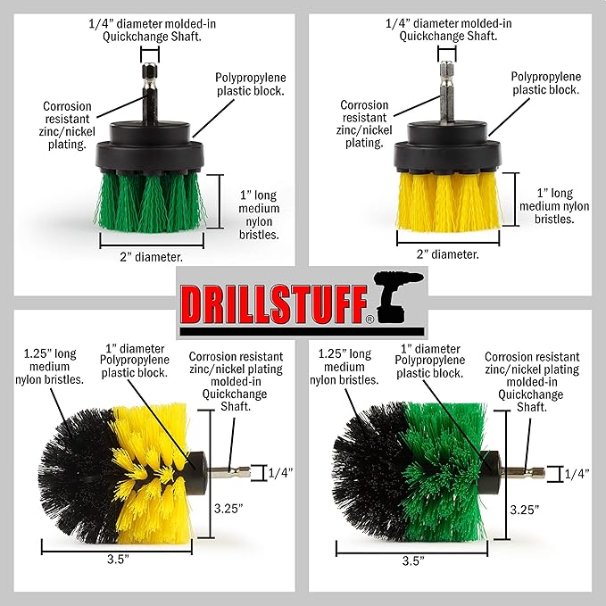 Drill Brush Power Scrubber Attachment for Power Drill - Drill Brush Attachment Grout Cleaner Brush Set - Power Scrubber Drill Brush Kit - Cleaning Drill Brush Set - Drill Scrub Brush for Drill