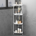 ODesign 4 Tier Corner Shower Caddy,Corner Shower Shelves for Living Room Bedroom Bathroom,Shower Table,Plastic Metal Splicing Ground Cabinet Storage Rack,10.8 x 10.8 x 44.6 inches White-Rustproof