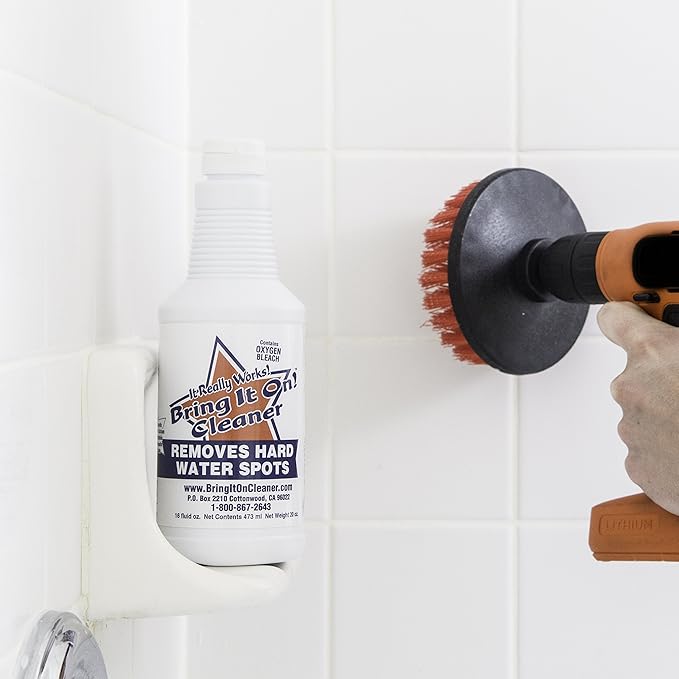 Grout Cleaner 5 Inch Flat Drill Brush | Tile and Grout Cleaner Tool Drill Brush Attachment | Bathroom and Shower Scrubber | Stiff Nylon Bristles Remove Soap Scum | Baseboard Cleaner Tool