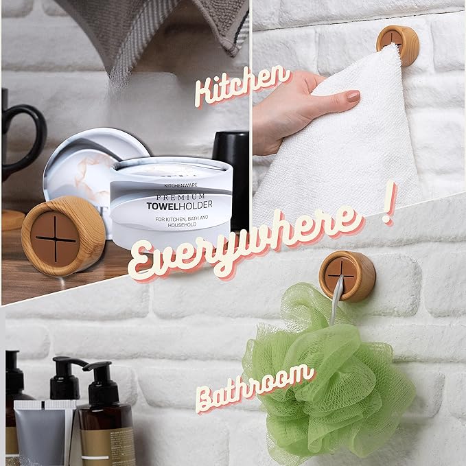 HEFA Eco 8 Pack Towel Hooks - Kitchen Organization, Hand & Dish Towel Holder