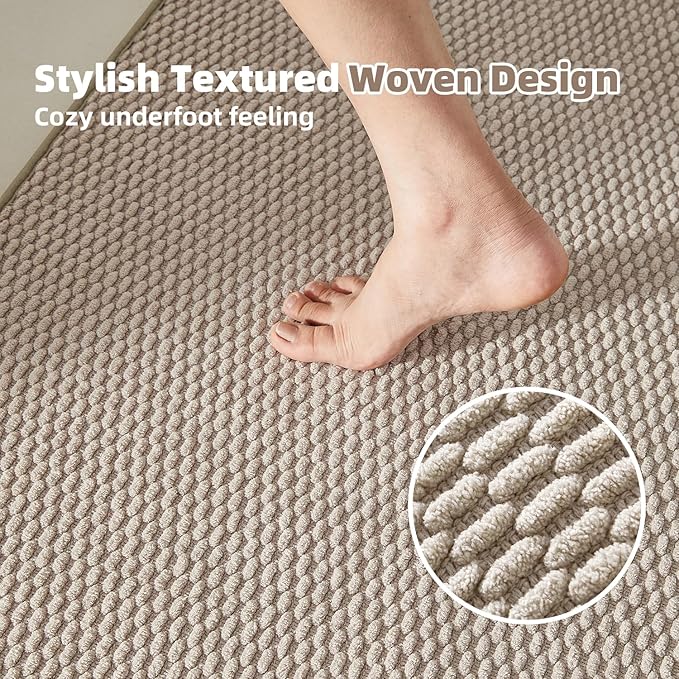 Large Bathroom Rugs Non Slip Washable Bath Rugs Super Absorbent Bathroom Rug Thin Quick Dry Low Pile Bath Mats, Beige 36"x48"