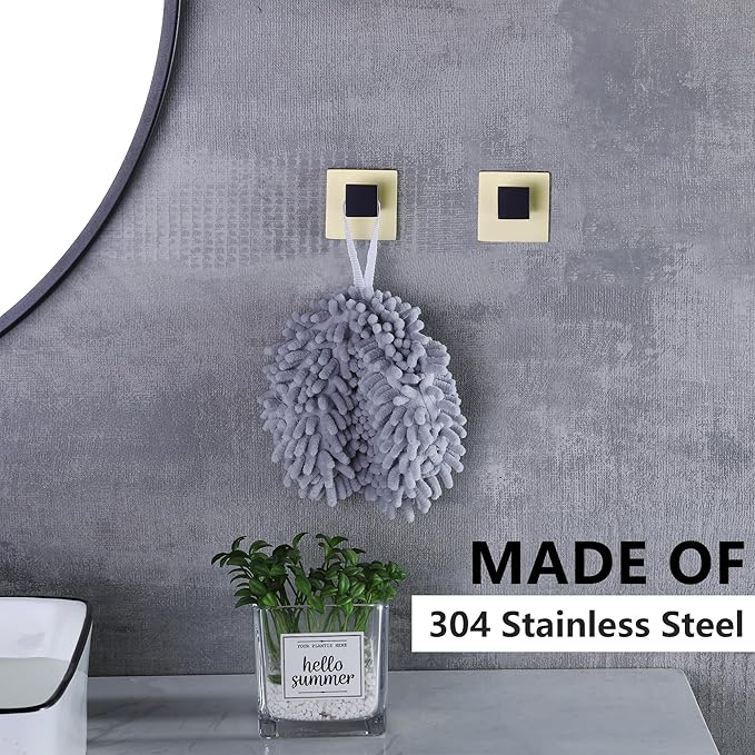 LANC 3-Pack Towel Hooks for Bathroom Wall Hooks, Black and Gold Robe Hooks, Square Robe Hook,Coat Hooks for Bathroom Kitchen Heavy Duty Hand Towel Hanger, SUS304 Stainless Steel,A8805GK-P3