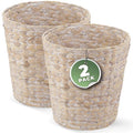 2-Pack White Wicker Trash Cans
