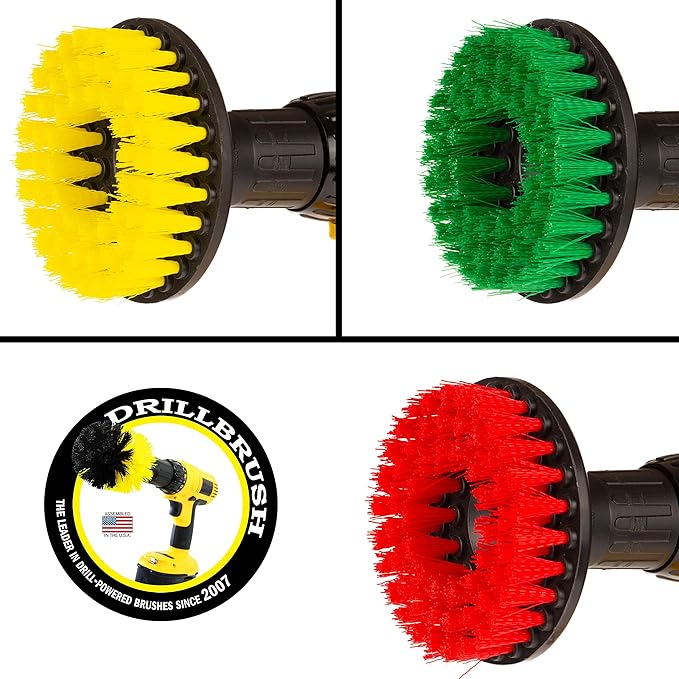 Drill Brush - Bathroom Accessories - Shower Cleaner - Large Spin Brush Multi-Purpose Cleaning Kit - Deck Brush - Bird Bath - Kitchen Tools - soap scum, Hard Water, Mineral deposits, Calcium, Rust