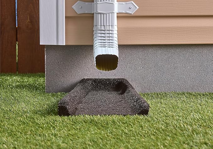Rubberific Premium Rubber Downspout Splash Block Rain Guard Gutter Extender - (3 Pack, Black)