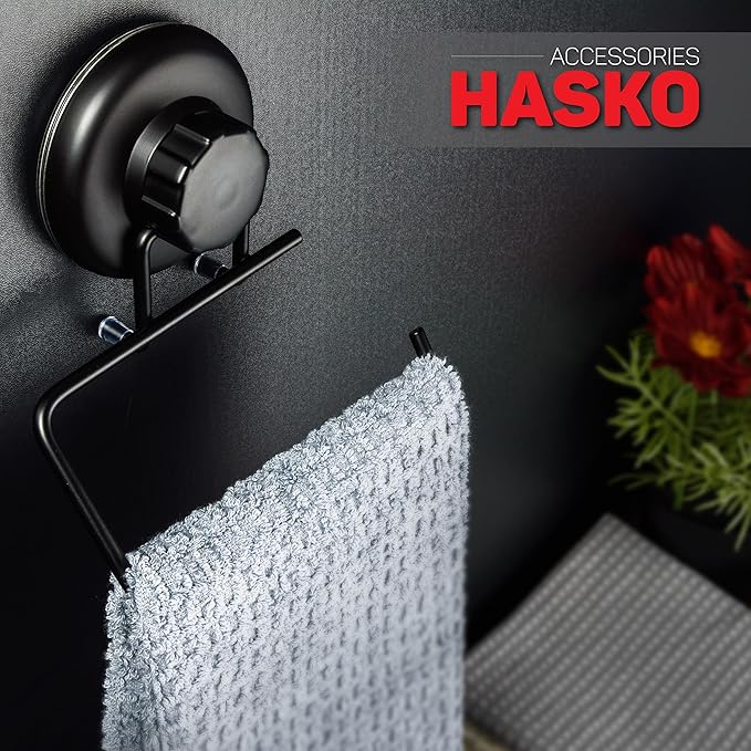 Powerful Vacuum Suction Cup Toilet Paper Holder – Wall Mount No Drilling Bathroom Stainless Steel Tissue Roll Dispenser – Adhesive 3M Stick Disc Included (Black)