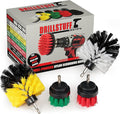 Cordless Drill Powered Scrub Brush Kit - Kitchen Cleaning Small Round Brush - Rotating Shower/Bathtub Brush - Automotive Detailing/Glass/Carpet Brush - Concrete/Deck Brush - Tile and Grout