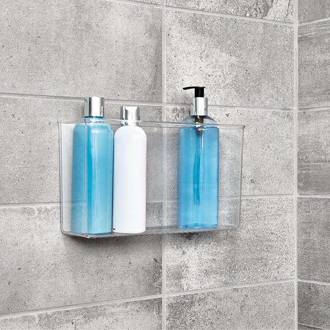 iDesign Adhesive Organizer Bin - Damage-Free Hanging for Kitchen, Bathroom, or Office - Set of 4 - Clear