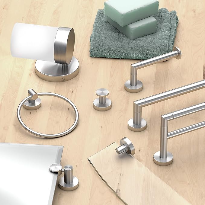 Gatco 4645A Glam Double Robe Hook, Satin Nickel / 3.10"W Wall Mount Double Robe, Towel Hook