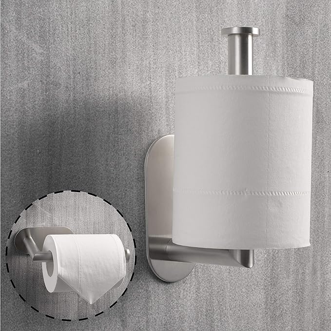 HITSLAM Stainless Steel Toilet Paper Holder, Self Adhesive, Rust Proof, Heavy Duty, for Bathroom