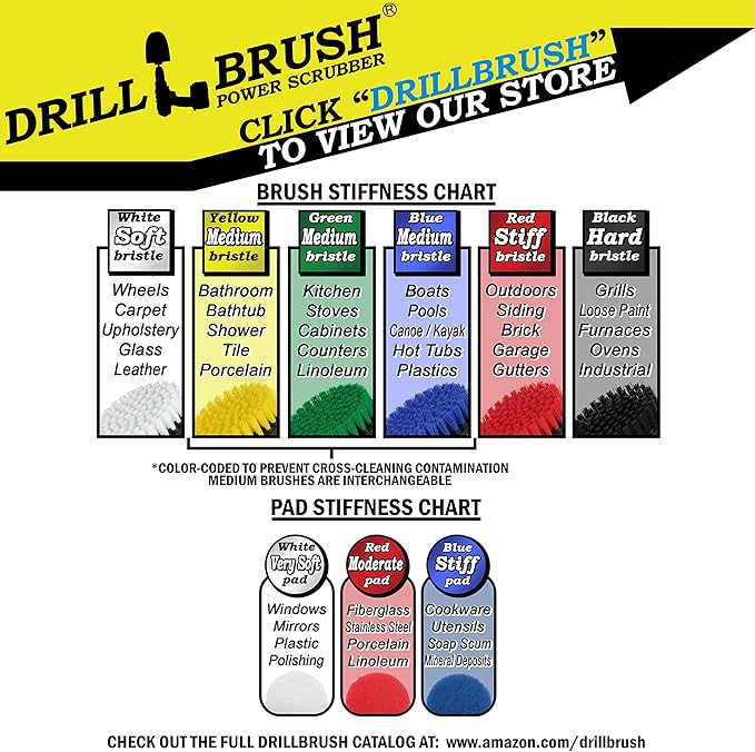 Cleaning Supplies - Drill Attachment - Drill Brush - Drill Power Scrubber Pads - Scrub Brush - Kitchen - Refrigerator - Stove - Cooktop - Oven Rack - Kitchen Sink - Power Scrubber for Pots and Pans