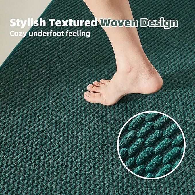 Small Bathroom Rugs Non Slip Washable Bath Rugs Super Absorbent Bathroom Rug Thin Quick Dry Low Pile Bath Mats, Dark Green 12"x12"