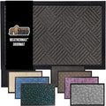 GORILLA GRIP 100% Waterproof All-Season WeatherMax Doormat US Designed Natural Rubber, Stain Fade Resistant, Low Profile Indoor Outdoor Door Mats, Easy Clean, 17x29 Gray Diamond