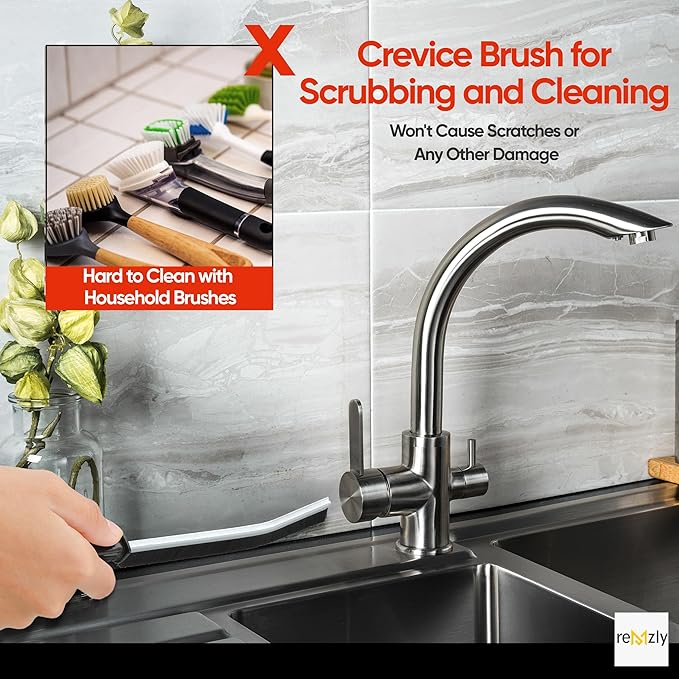 Hard Bristle Crevice Cleaning Brush for Household Use (Pack of 5), Grout Brush for Cleaning Kitchen, Bathroom, Window & Door Tracks, 2024 Design Long Multifunctional Cleaning Tools