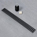 SaniteModar Linear Shower Drain 60 inch Matte Black with Removable Capsule Pattern Grate,Brushed 304 Stainless Steel Shower Drain Include Hair Strainer,Adjustable Leveling Feet