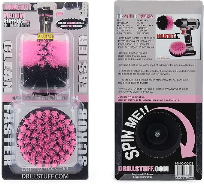 Cleaning Brush Kit - Includes 2-Piece Scrub Brush Set with Quick Change Shaft for Cordless Drills, Ideal for Bathrooms, Kitchens, and More