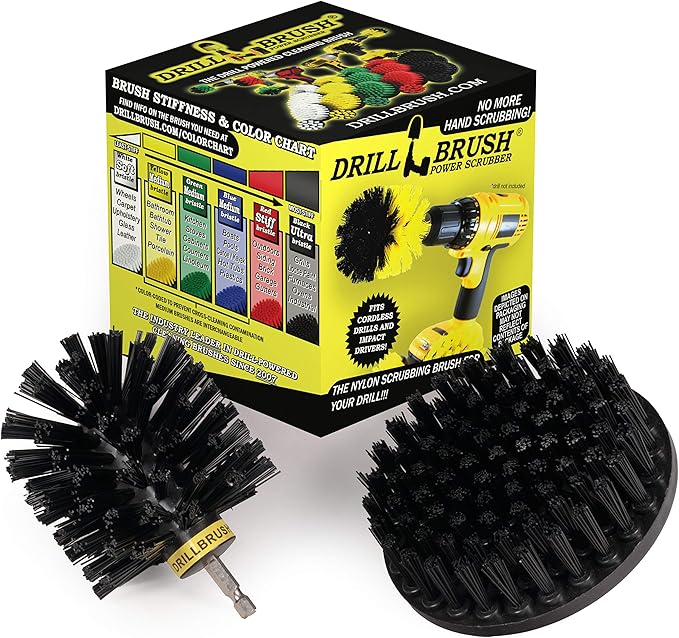Ultra Stiff Drill Powered Cleaning Brush kit for Heavy Duty use by Drillbrush