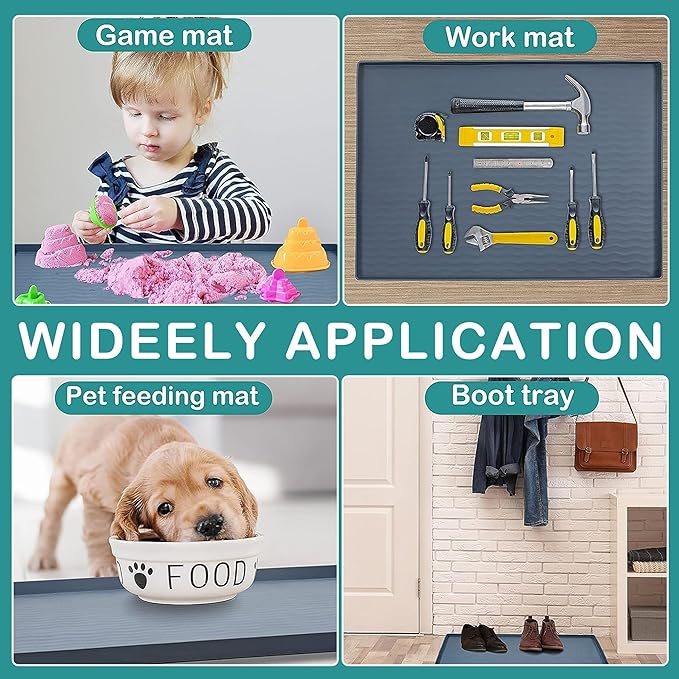 URMONA Waterproof Silicone Under Sink Mat 22'' x 19'' Shelf Liner for Kitchen and Bathroom, Cabinet and Counter Protector, Storage and Organizers, Litter Mat, Pet Cat Puppy Essentials(Khaki)