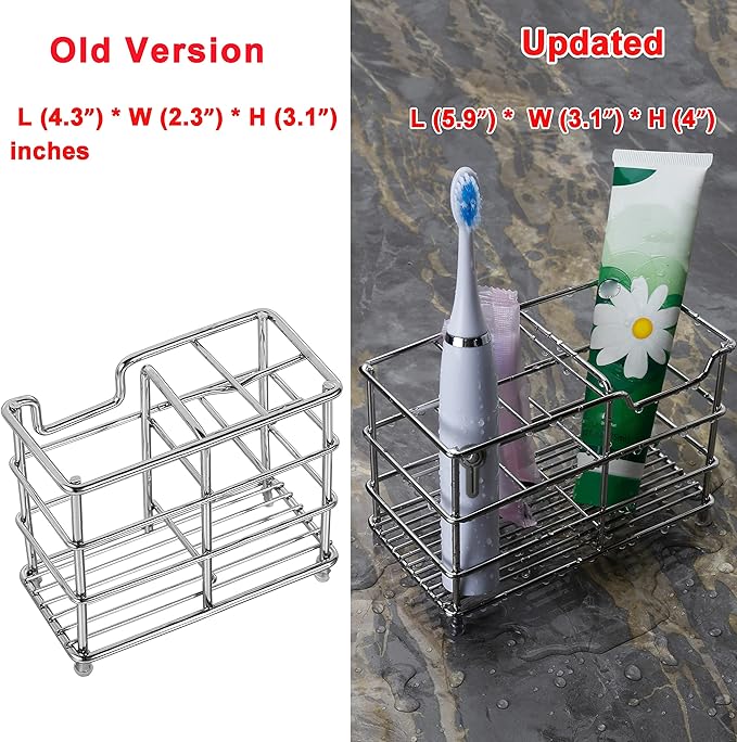Dseap Toothbrush Holder, Electric Toothbrush Holder - Stainless Steel Tooth Brush Holders, Toothpaste Holder Organizer Stand Caddy for Bathroom, Silver, 2Packs