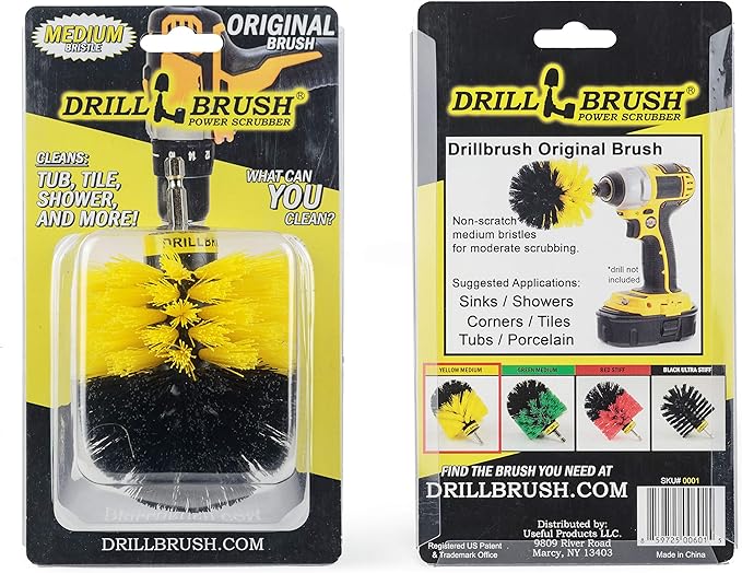 Drill Brush - The Original Drillbrush Power Scrubber - Bathroom Accessories - Shower Cleaner - Scrub Brush - Bath Mat - Shower Curtain - Bathtub - Sink - Toilet - Bidet - Flooring - Grout Cleaner