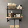 MBQQ Shelving Bathroom Pipe Shelves with Towel Bar Over Toilet, 24 inch Pine Wood Floating Shelves for Wall Mounted Bedroom,Kitchen, Farmhouse, Living Room