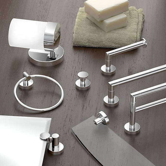 Gatco 4635 Glam Single Robe Hook, Chrome / Wall Mounted 2" Robe and Towel Hook for Bathroom