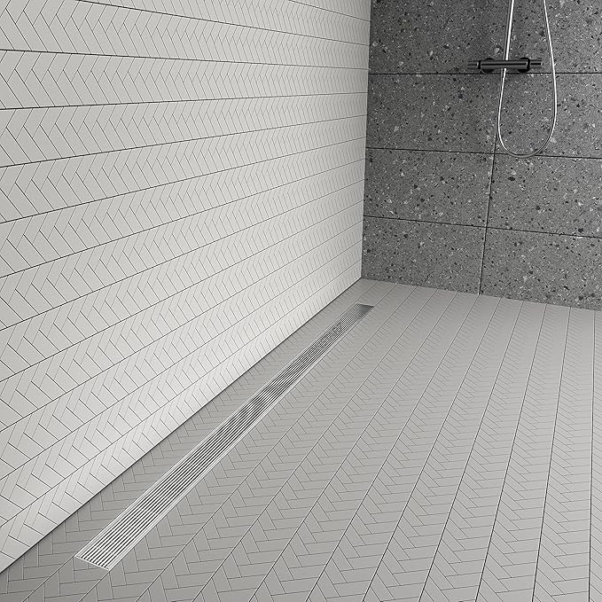 304 Stainless Steel Shower Drain, Removable Grate & Hair Catcher Bathroom Floor Drain with Waterproof Design for Tile Floor, CUPC Compliant (Brushed Finish, 60 Inch)