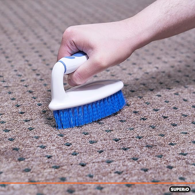 Superio Grout Brush, Dish Brush, Shower Scrubber Cleaning Brush, Stiff Bristles, Comfort Grip Handle, Blue Brush Cleaner for Kitchen, Bathroom, Shower, Sink, Toilet- Vegatable Brush, Carpet Scrubber