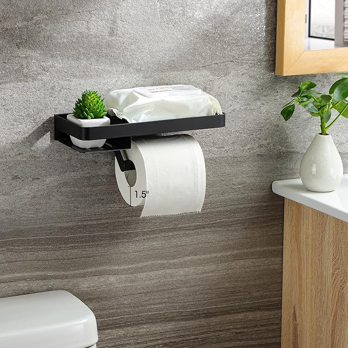 Decor Toilet Paper Holder - Small Bathroom Decoration Holder Toilet Air Freshener, Small Bathroom Accessories, Matte Black