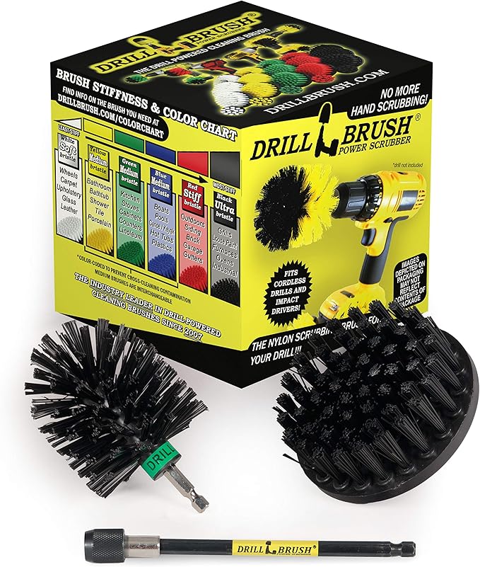 Household Supplies: Grill Brush Drill Set Power Scrubber Kit - Cordless Electric Spin Scrubber for BBQ Cleaning, Fireplace Grates & More - Rust Remover - No-Wire Design Included in Cleaning Tools Set