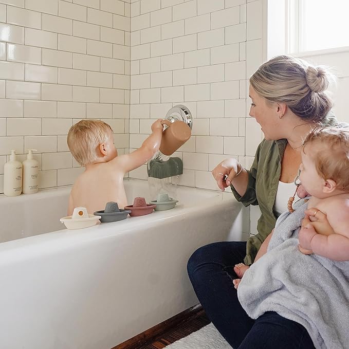 mushie Bath Spout Cover | Soft Silicone Bathtub Faucet Safety Guard for Kids | Universal Fit (Rose)