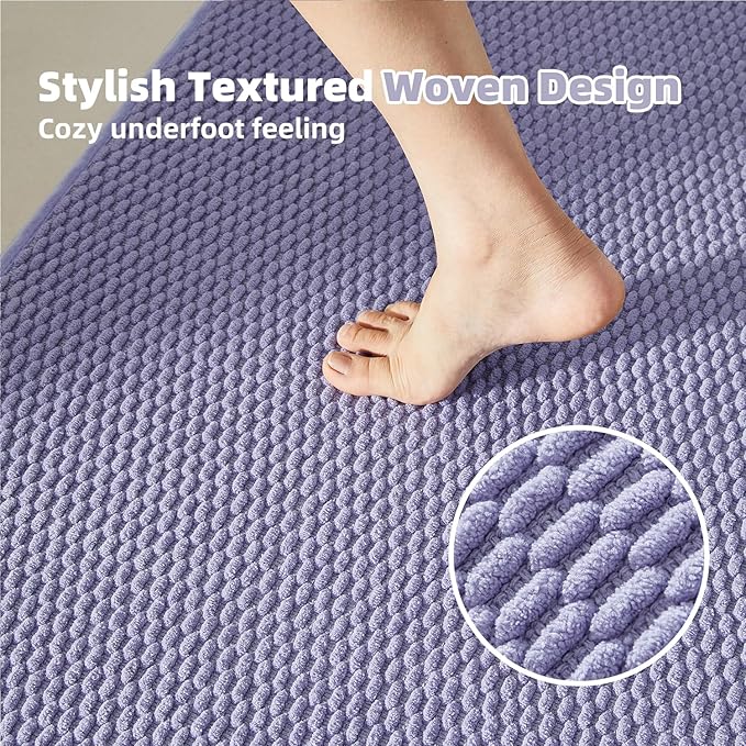 Bathroom Runner Rugs, Long Bath Mat Runner Washable Thin Quick Dry Low Pile Bathroom Runner Rugs Non Slip, Lavender 24"x70"