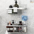 KESOL Shower Caddy and Soap Dish with Hooks Shower Shelf Organizer, No Drilling Adhesive Wall Mounted Bathroom Shelf, Rustproof SUS304 Stainless Steel (2 Pack), Silver