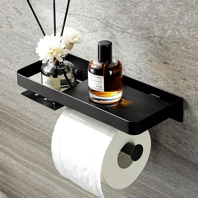 Decor Toilet Paper Holder - Small Bathroom Decoration Holder Toilet Air Freshener, Small Bathroom Accessories, Matte Black