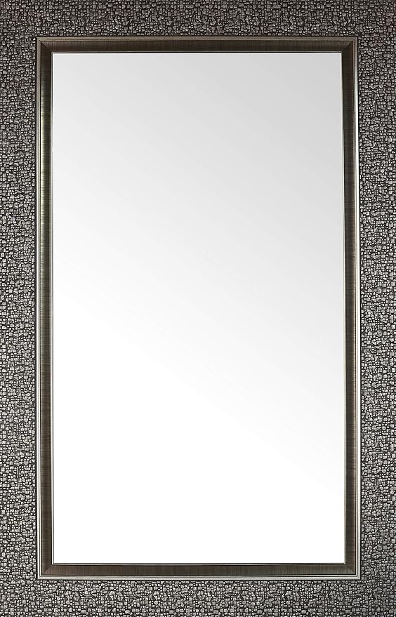 Mirrorize IMM101 Antique Mosaic Framed Designer Wall 27" W X 43" H | Vanity, Powder Room, Bathroom, Bedroom | Rectangle| Large Accent Mirror, 1.5DX27HX43W, Dark Silver